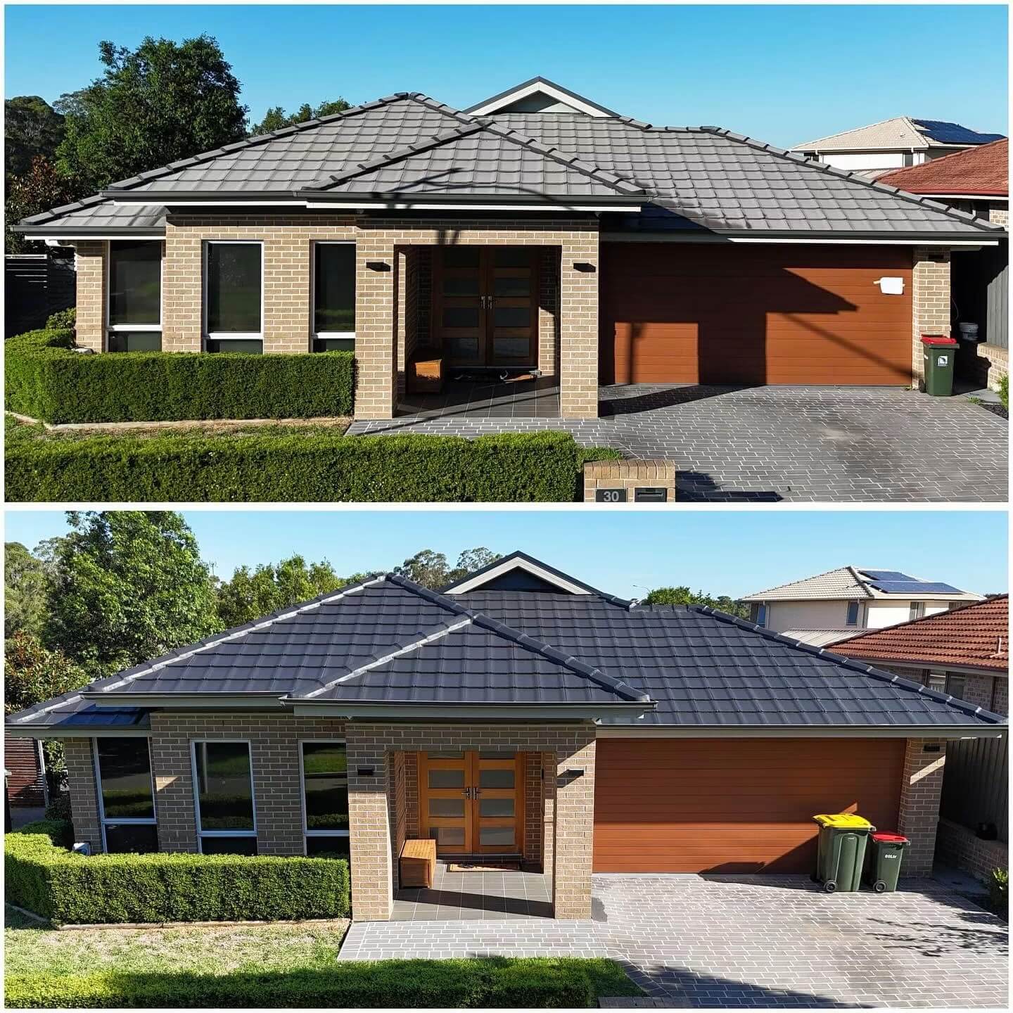 Roof restoration project Campbelltown before & after